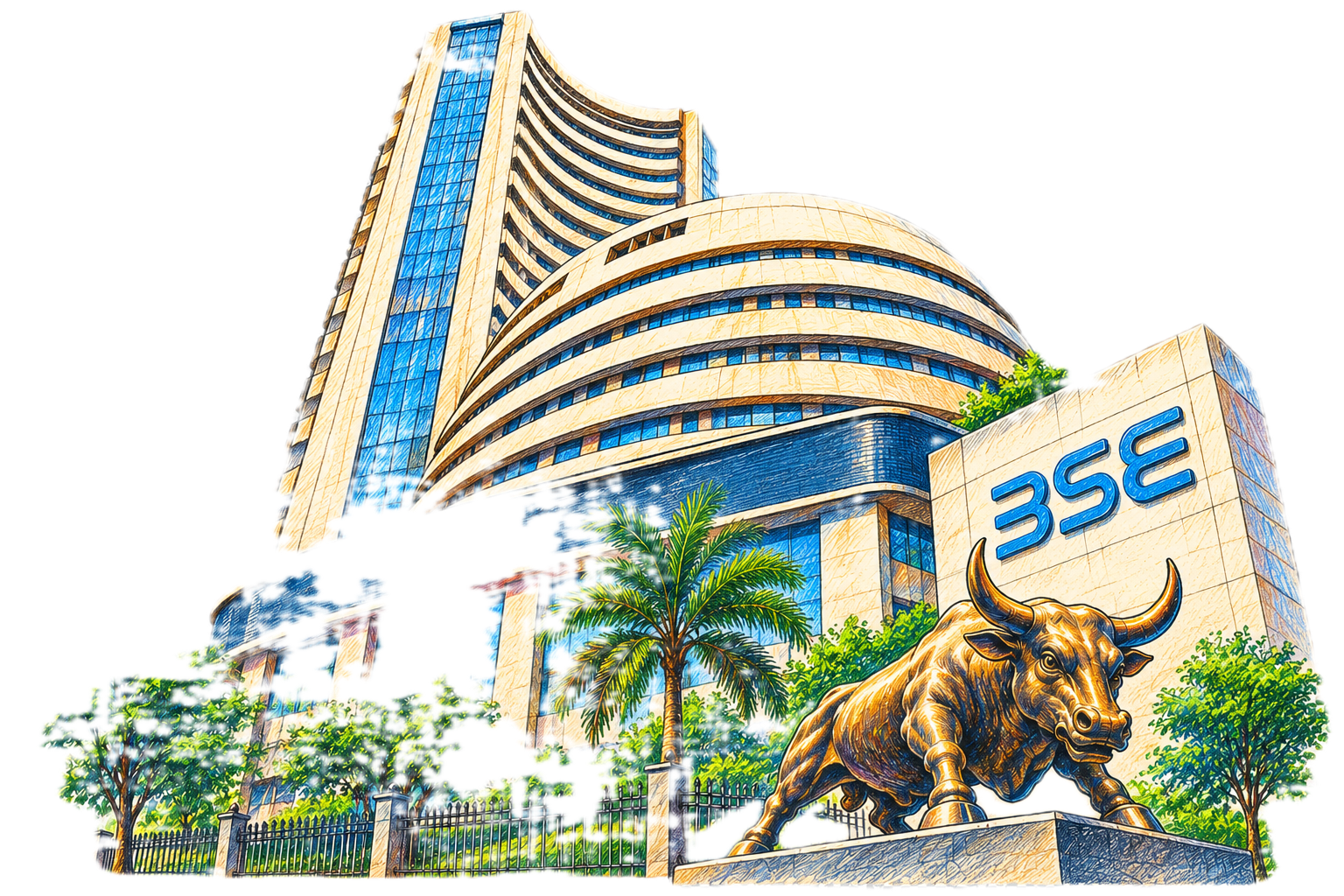 Bombay Stock Exchange with Charging Bull